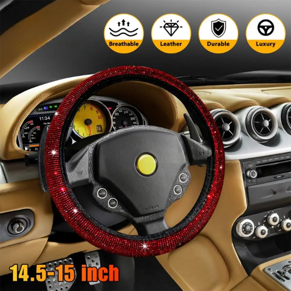Car Diamond Steering Wheel Cover Bling Shining Rhinestone Anti-slip Steering Wheel Sleeve Accessories
Car Diamond Steering Wheel Cover Bling Shining Rhinestone Anti-slip Steering Wheel Sleeve Accessories