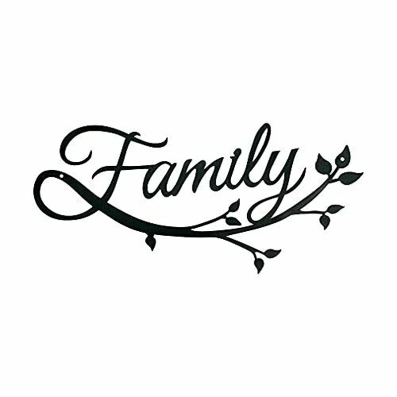 Family Cursive Word Metal Sign Wall Decor Metal Wall Decor Home Decoration (Black)
Family Cursive Word Metal Sign Wall Decor Metal Wall Decor Home Decoration (Black)