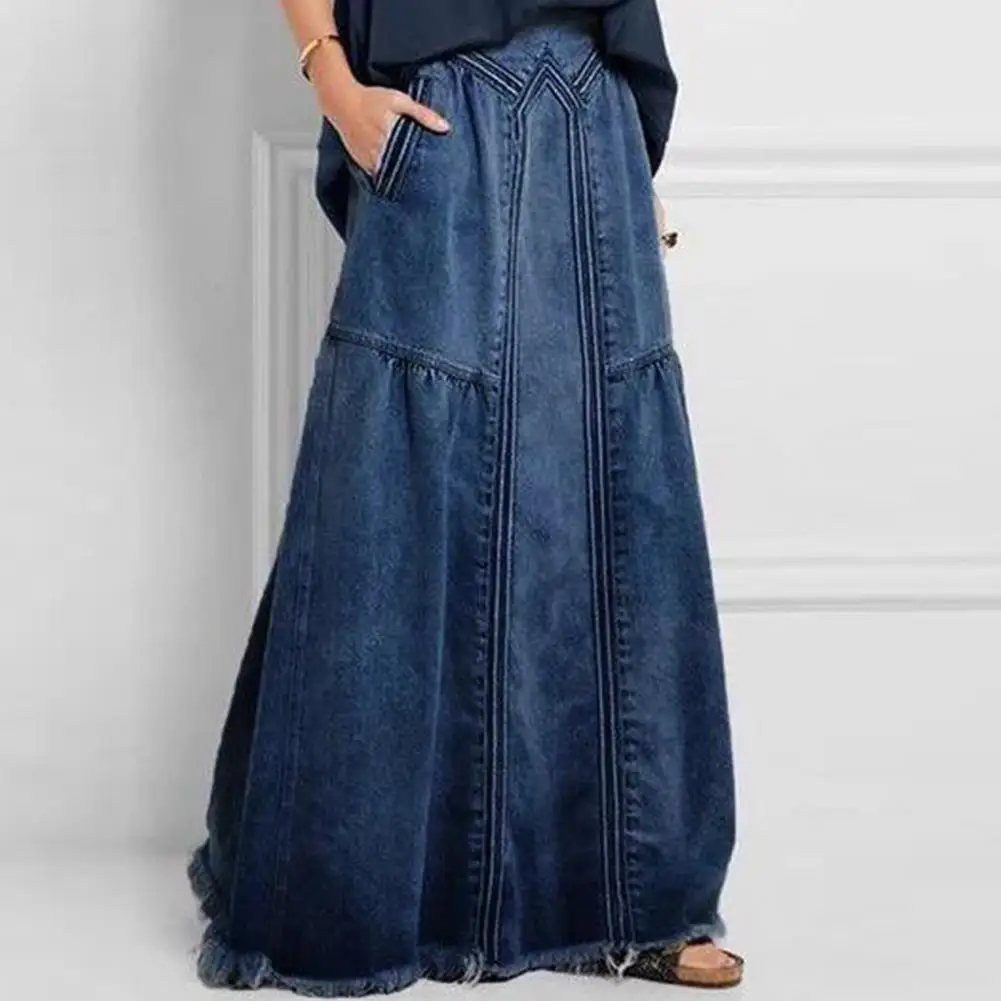 Stylish Women Denim Skirt Solid Color Good-looking Colorfast Retro Loose Summer Skirt
Stylish Women Denim Skirt Solid Color Good-looking Colorfast Retro Loose Summer Skirt