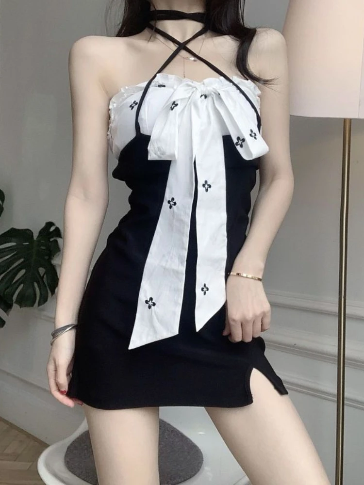 Hotsweet Suspender Dress Korean Harajuku Women Bow Tie Patchwork Halter Slim Mini Dress Sexy Bandage Sleeveless Buttocks Dress
Hotsweet Suspender Dress Korean Harajuku Women Bow Tie Patchwork Halter Slim Mini Dress Sexy Bandage Sleeveless Buttocks Dress
