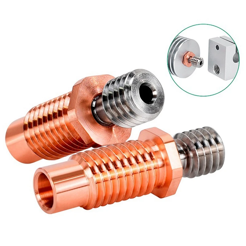 2Pcs Upgrade 3D Printer High Temperature Resistant M6 Titanium Alloy Red Copper Bimetallic Throat for E3D V6 HOTEND
2Pcs Upgrade 3D Printer High Temperature Resistant M6 Titanium Alloy Red Copper Bimetallic Throat for E3D V6 HOTEND