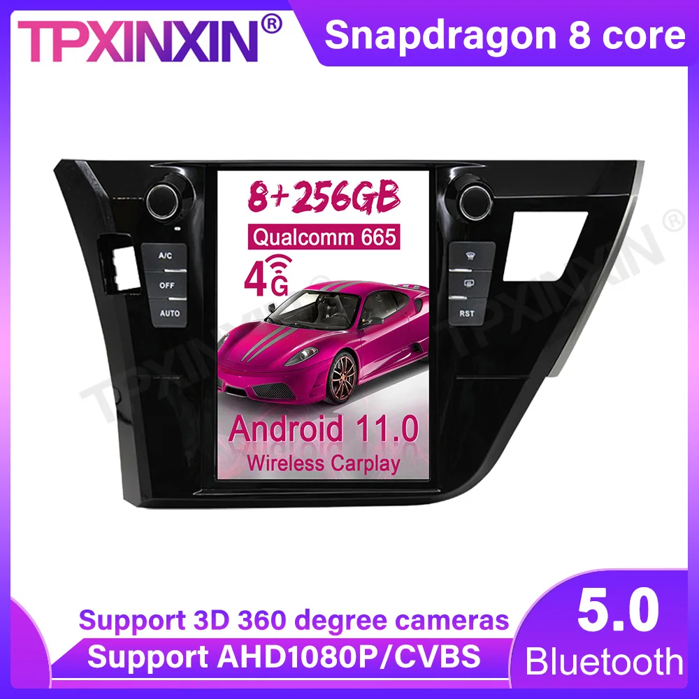 

Автомобильный стереопроигрыватель Qualcomm 665 256G с сенсорным экраном Тесла для Toyota Corolla 2014-2016 Android 11 Автомобильный GPS-навигатор головное устройство мультимедийный плеер