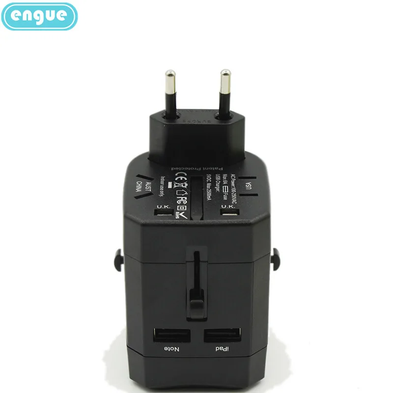 Engue Universal Travel Adapter Plug And Mobile Accessories EG-601 with Dual USB Ports
Engue Universal Travel Adapter Plug And Mobile Accessories EG-601 with Dual USB Ports