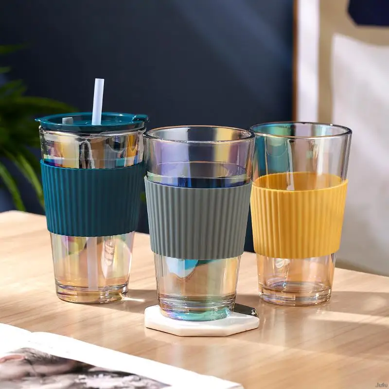 450ml Coffee Cup Bottle Thick Glass Glas Double Bottom Heat-resistant With Lid And Straw Milk Coffee Cup Reusable Drinkware Cup
450ml Coffee Cup Bottle Thick Glass Glas Double Bottom Heat-resistant With Lid And Straw Milk Coffee Cup Reusable Drinkware Cup