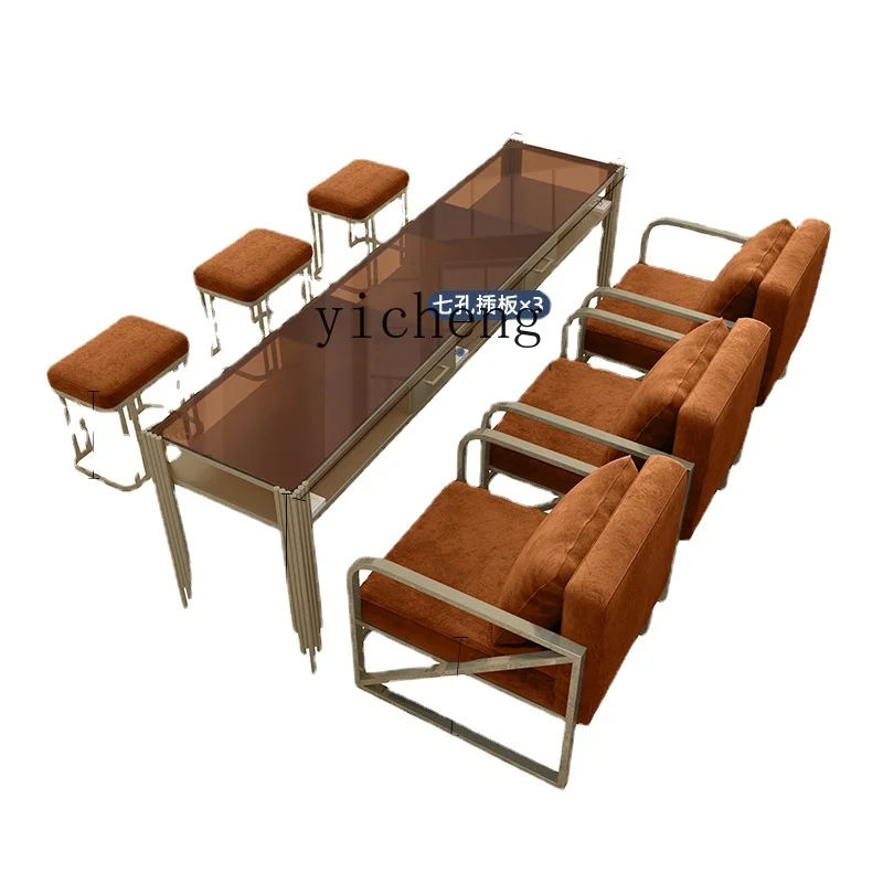 XL Caramel Brown Nail Table Glass with Socket Nail Shop Table Sofa Combination
XL Caramel Brown Nail Table Glass with Socket Nail Shop Table Sofa Combination