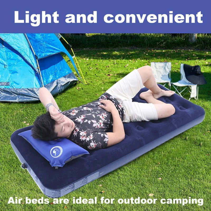 

Inflatable Bed Pvc Air Mattress Portable Blow Up Camping Airbed Outdoor Home Traveling Sleeping Airbed Pvc Flocked Waterproof