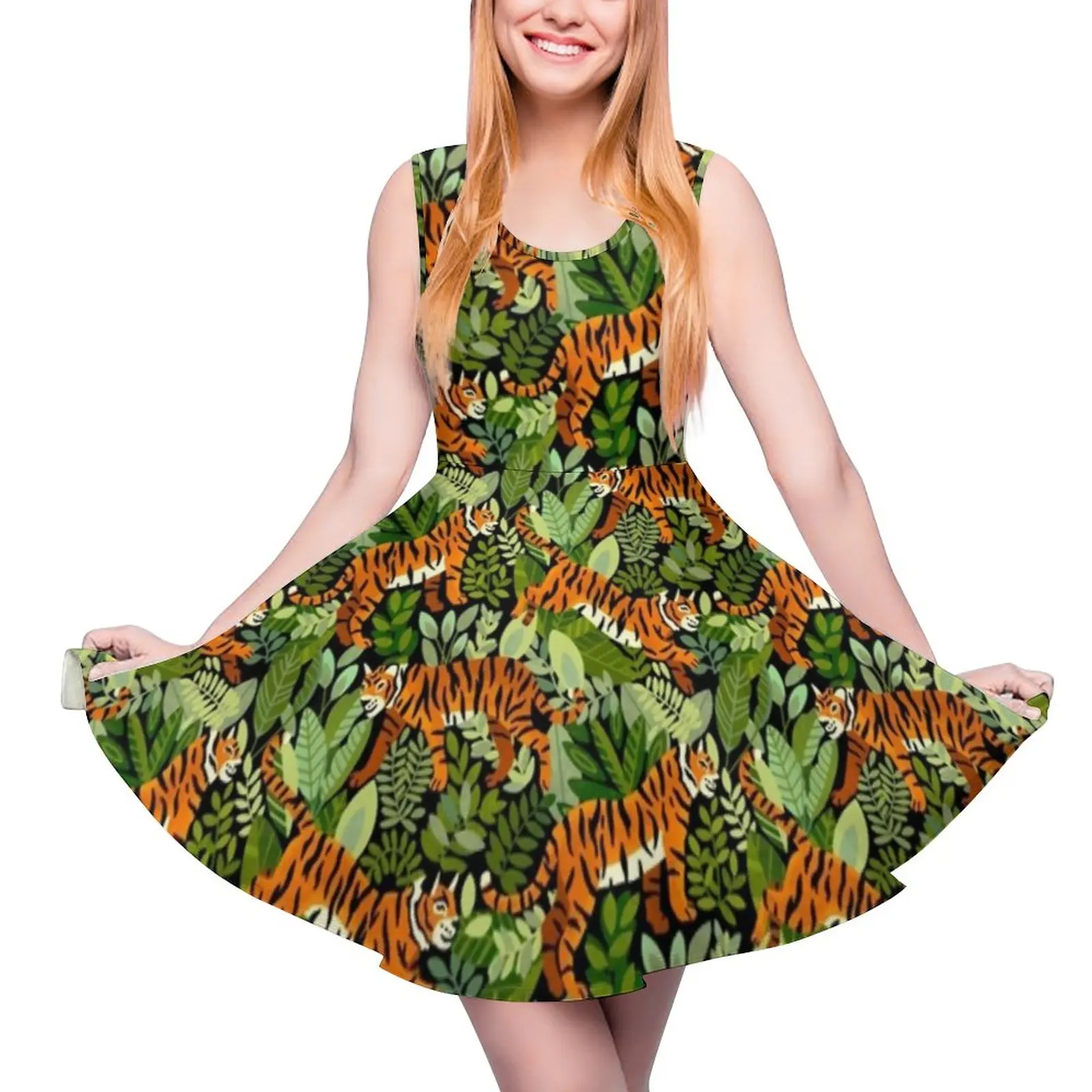 Bengal Tiger Print Dress Green Jungle Sexy Dresses Sleeveless Street Fashion Trendy Skate Dress Summer Women Oversized Vestidos
Bengal Tiger Print Dress Green Jungle Sexy Dresses Sleeveless Street Fashion Trendy Skate Dress Summer Women Oversized Vestidos