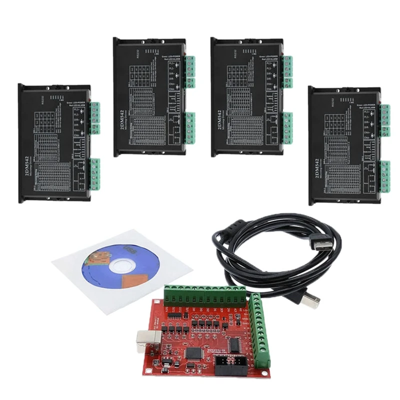 CNC Control System Accessory Parts 1Xred Breakout Board 4 Axis Interface Driver Motion Controller+4X Stepper Motor Driver 2DM542
CNC Control System Accessory Parts 1Xred Breakout Board 4 Axis Interface Driver Motion Controller+4X Stepper Motor Driver 2DM542