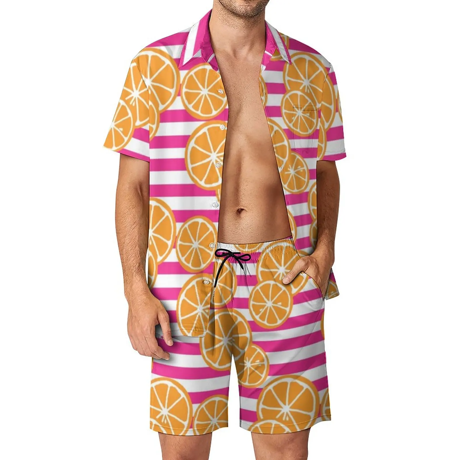 Oranges Slices Men Sets Pink and White Stripes Casual Shirt Set Vintage Beach Shorts Summer Graphic Suit Two-piece Plus Size 3XL
Oranges Slices Men Sets Pink and White Stripes Casual Shirt Set Vintage Beach Shorts Summer Graphic Suit Two-piece Plus Size 3XL