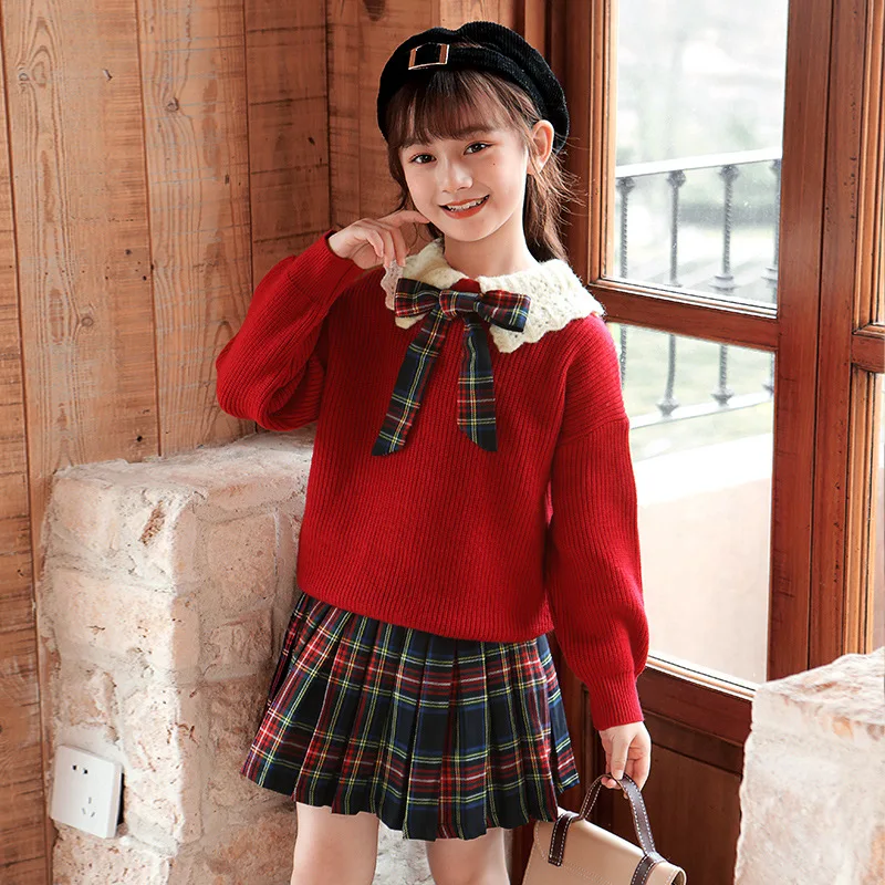 Kids Fall Winter Warm Set Knitted Sweater Pleated Skirt Korean Children's Wear 2022
Kids Fall Winter Warm Set Knitted Sweater Pleated Skirt Korean Children's Wear 2022