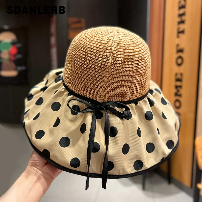 Big Brim Sun Hat Female Summer UV Protection Sun Hat Korean Style Polka Dot Bucket Hat All-Matching Women's Beach Caps
Big Brim Sun Hat Female Summer UV Protection Sun Hat Korean Style Polka Dot Bucket Hat All-Matching Women's Beach Caps
