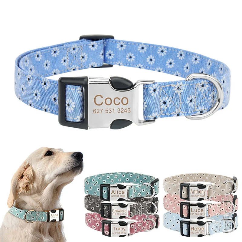 Customized Dog Collar Floral White Daisy Engraved Tag ID Name Phone Adjustable Small Medium Large Puppy Collar Pet Supplies
Customized Dog Collar Floral White Daisy Engraved Tag ID Name Phone Adjustable Small Medium Large Puppy Collar Pet Supplies