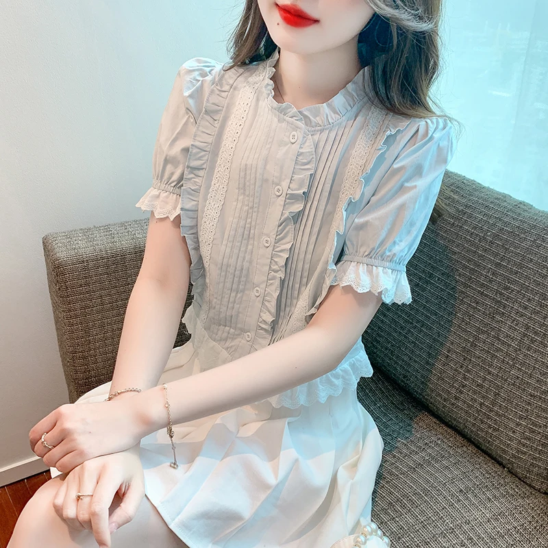 Chiffon Women's Shirt Summer 2023 New Solid Blouses Ruffles Slim Casual Short Sleeve Top O-neck Ladies Clothing YCMYUNYAN
Chiffon Women's Shirt Summer 2023 New Solid Blouses Ruffles Slim Casual Short Sleeve Top O-neck Ladies Clothing YCMYUNYAN