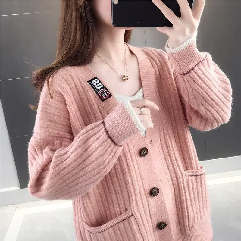 Knit Tops for Woman Beige Cardigan Women's Sweater V-neck Long Sleeve Free Shipping Offers Korean Style Luxury Clothing Fashion 
Knit Tops for Woman Beige Cardigan Women's Sweater V-neck Long Sleeve Free Shipping Offers Korean Style Luxury Clothing Fashion
