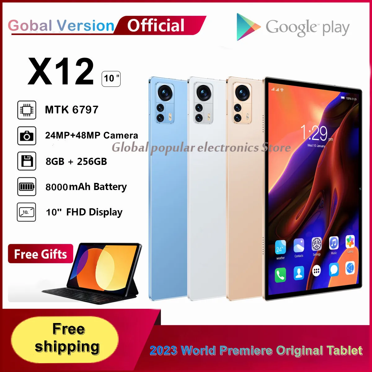 Hot Sale 2023 Global Firmware x12 Tablet Android 12 MTK6797 Tablet 10Inch 120Hz WQHD+display 8GB 256GB 8000mAh Battery 5G Tabtop
Hot Sale 2023 Global Firmware x12 Tablet Android 12 MTK6797 Tablet 10Inch 120Hz WQHD+display 8GB 256GB 8000mAh Battery 5G Tabtop