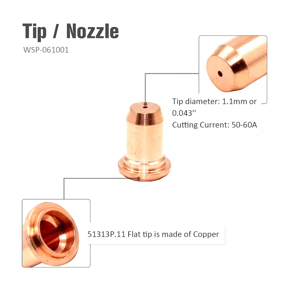 10pcs PT-60 PT-40 IPT60 IPT-60 Nozzle Tips Plasma Cutting Torch Consumables Nozzle Ref VB0048 WSP-061001 Plasma Cutters
10pcs PT-60 PT-40 IPT60 IPT-60 Nozzle Tips Plasma Cutting Torch Consumables Nozzle Ref VB0048 WSP-061001 Plasma Cutters