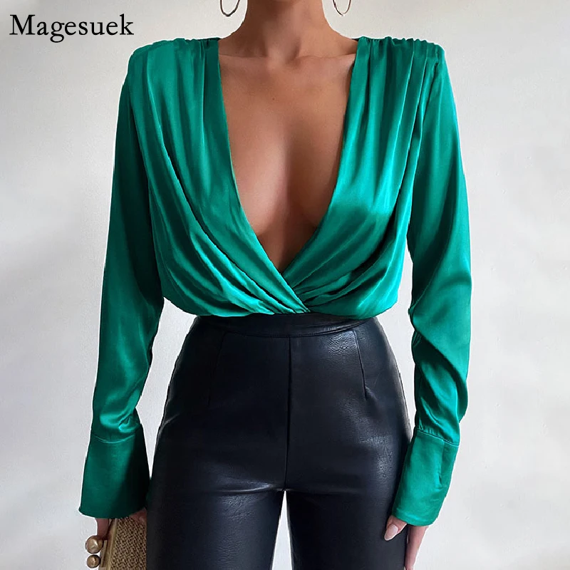 V-neck Pleated Long Sleeve Satin Shirt Women Fashion 2022 Bodysuit Silk Blouse Women Casual Loose Solid Office Lady Shirts 19379
V-neck Pleated Long Sleeve Satin Shirt Women Fashion 2022 Bodysuit Silk Blouse Women Casual Loose Solid Office Lady Shirts 19379