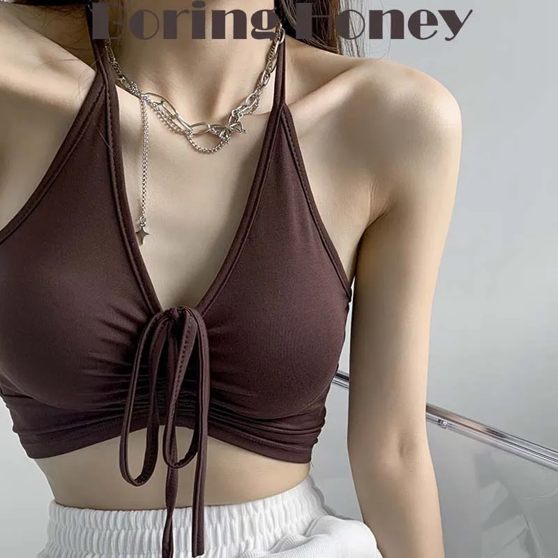 Boring Honey Women Summer Sexy Lacing Halter Tops V-Neck Stay Cord Fold Base Shirt Solid Color Sling Backless Women's Clothes
Boring Honey Women Summer Sexy Lacing Halter Tops V-Neck Stay Cord Fold Base Shirt Solid Color Sling Backless Women's Clothes