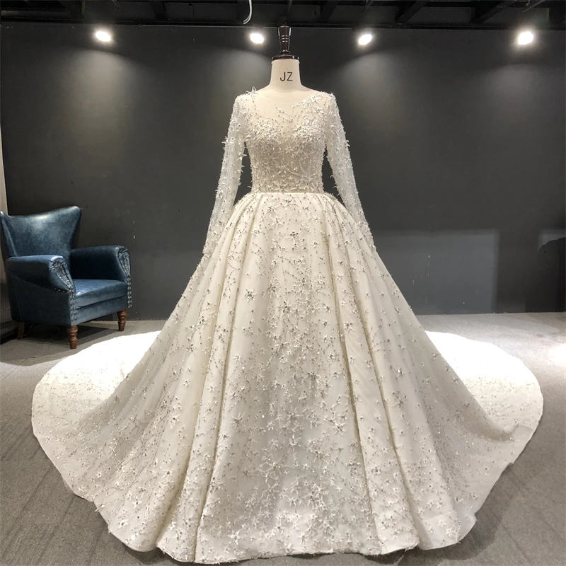 ZuhiarMuard Ivory Luxurious 3D Strars Embroidery with Heavy Crystal Beads Roral Train Formal Bridal Women Wedding Dresses Gown
ZuhiarMuard Ivory Luxurious 3D Strars Embroidery with Heavy Crystal Beads Roral Train Formal Bridal Women Wedding Dresses Gown