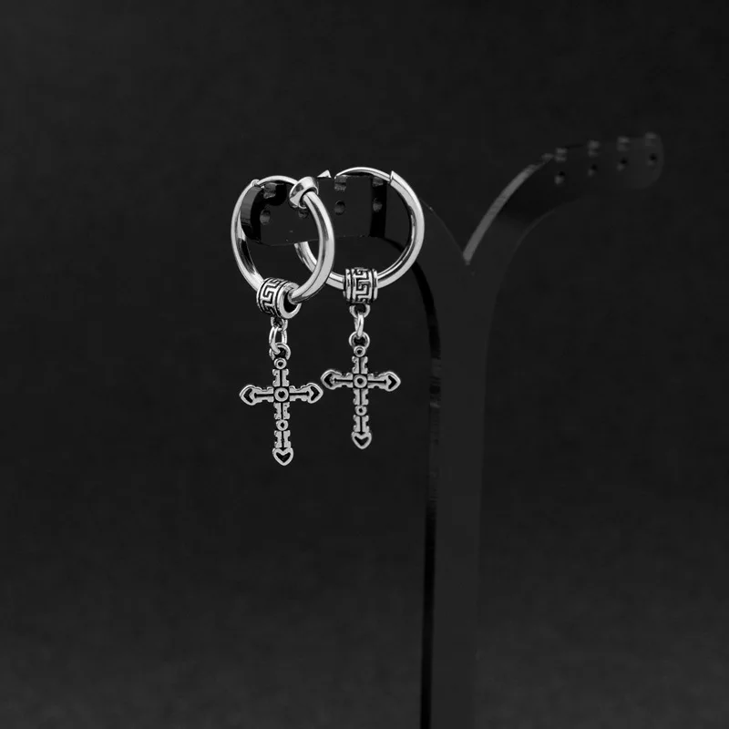 Great Wall Pattern Cross Charm Earring Vintage Stainless Steel Jewelry For Women Men Earrings Hoop Ear Piercing Cross Pendientes
Great Wall Pattern Cross Charm Earring Vintage Stainless Steel Jewelry For Women Men Earrings Hoop Ear Piercing Cross Pendientes