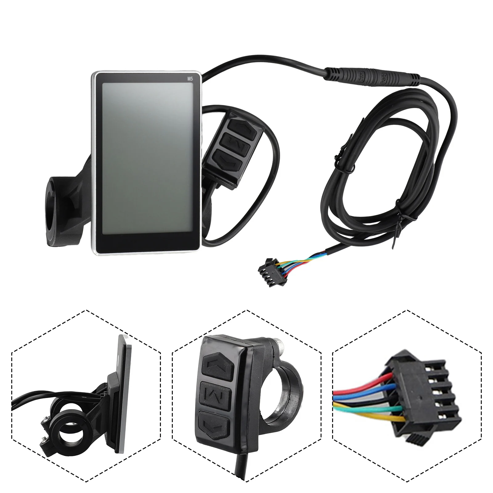 5pin M5 Display ABS Accessories E-Bike Electric Scooter LCD Display With Control 1pc 9.4x8.8x6.4cm M5 Power + Screen With
5pin M5 Display ABS Accessories E-Bike Electric Scooter LCD Display With Control 1pc 9.4x8.8x6.4cm M5 Power + Screen With