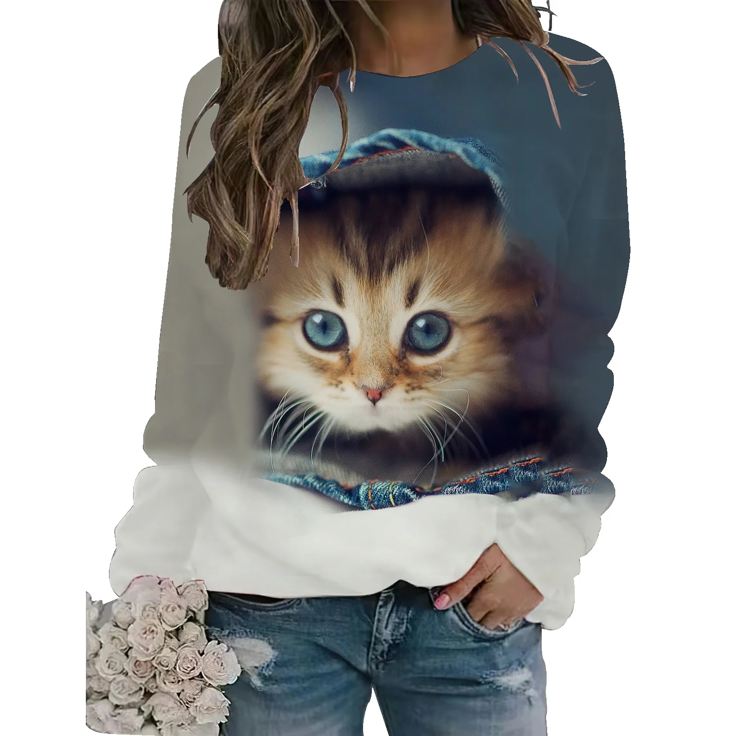 Autumn and winter hoodless sweater female ins cat loose student all-match cartoon thickened long-sleeved outer clothes 
Autumn and winter hoodless sweater female ins cat loose student all-match cartoon thickened long-sleeved outer clothes