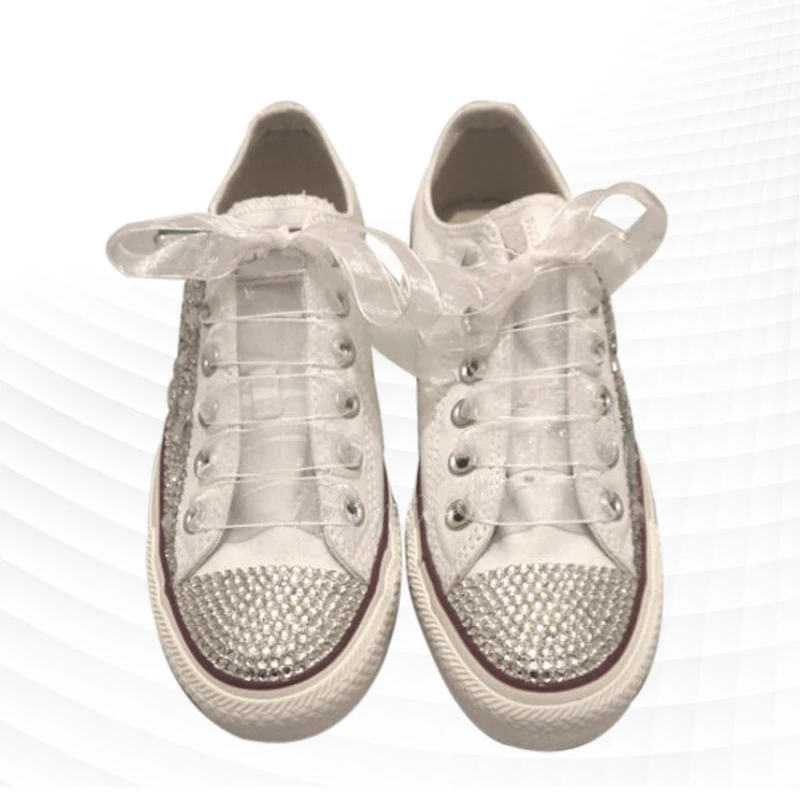Low-top sneakers white rhinestone canvas shoes comfortable walking shoes handmade rhinestone ribbon vulcanized shoes 35-46
Low-top sneakers white rhinestone canvas shoes comfortable walking shoes handmade rhinestone ribbon vulcanized shoes 35-46