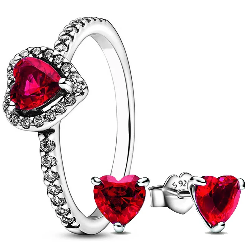 Original 925 Sterling Silver Elevated Red Heart Ring Earring With Crystal For Women Valentine's Day Jewelry
Original 925 Sterling Silver Elevated Red Heart Ring Earring With Crystal For Women Valentine's Day Jewelry