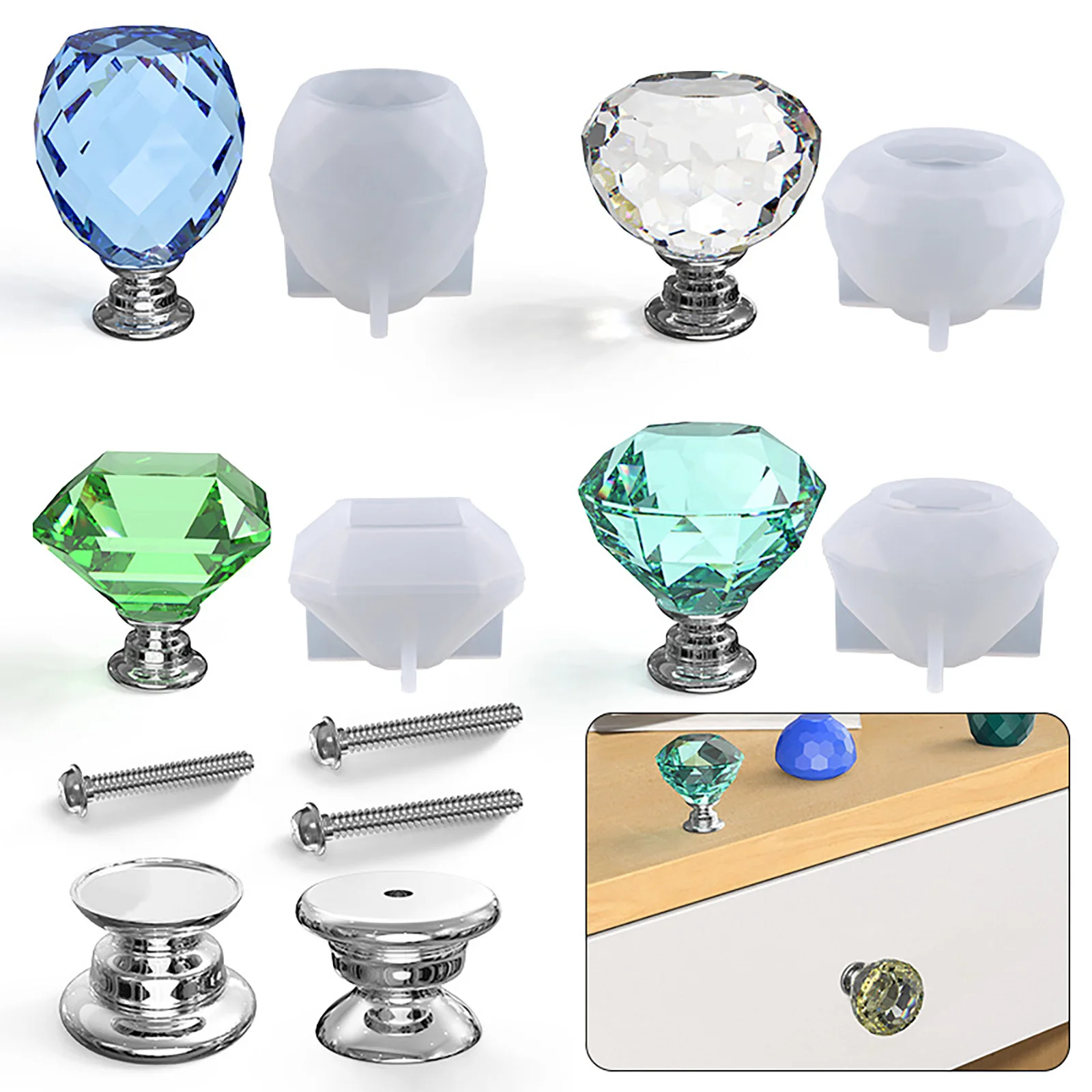 DIY Crystal Epoxy Resin Mould Faceted Polygon Drawer Handle Accessories Silicone Mould Crystal Ornaments Frosted Decorative
DIY Crystal Epoxy Resin Mould Faceted Polygon Drawer Handle Accessories Silicone Mould Crystal Ornaments Frosted Decorative