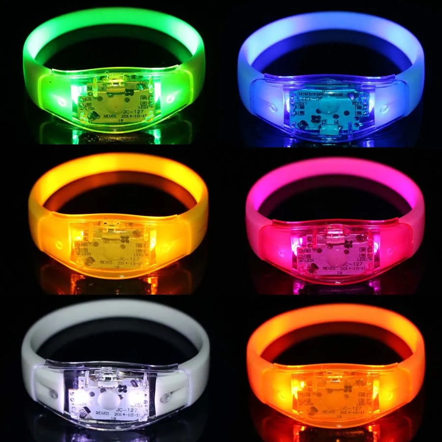 

Silicone Sound Controlled LED Light Bracelet Activated Glow Flash Bangle Wristband Gift Wedding Party Favors Carnival Festival