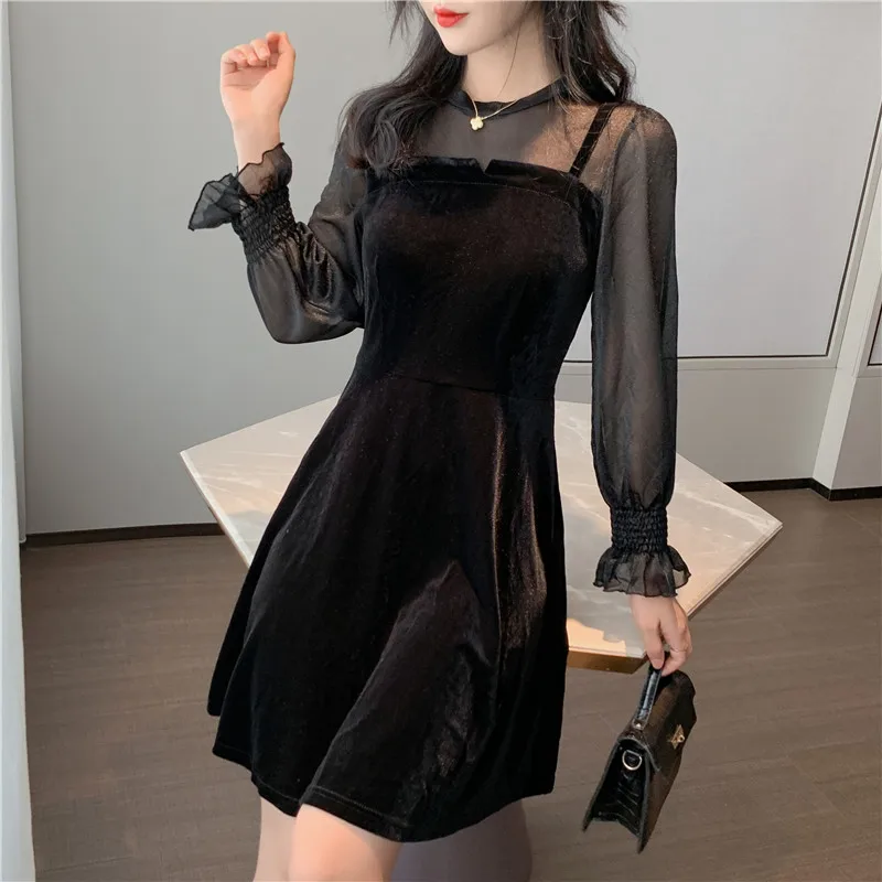 Women 2022 Autumn Retro O-neck Patchwork Vestidos Female Sexy Slim A-line Dresses Ladies Fake Two-piece Short Dresses S366
Women 2022 Autumn Retro O-neck Patchwork Vestidos Female Sexy Slim A-line Dresses Ladies Fake Two-piece Short Dresses S366