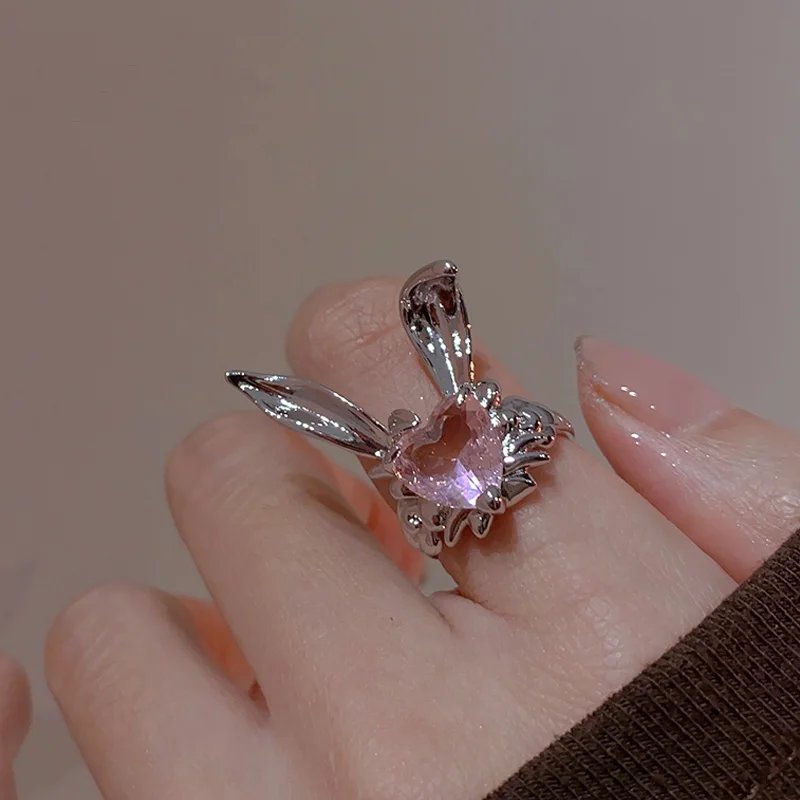 Sweet Cute Zircon Pink Heart Rabbit Ear Rings for Women Girls HIgh Grade 2023 New Fashion Ring Jewelry Accessories Gift
Sweet Cute Zircon Pink Heart Rabbit Ear Rings for Women Girls HIgh Grade 2023 New Fashion Ring Jewelry Accessories Gift