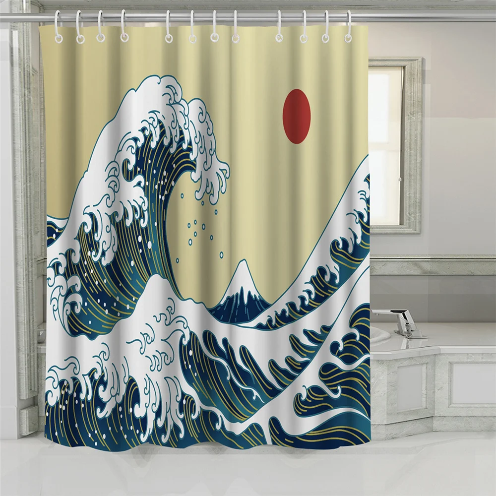 Big Wave Blue Shower Curtain Japanese Painting Starry Night Full Moon Artistic Creativity Polyester Bathroom Decor Set with Hook
Big Wave Blue Shower Curtain Japanese Painting Starry Night Full Moon Artistic Creativity Polyester Bathroom Decor Set with Hook