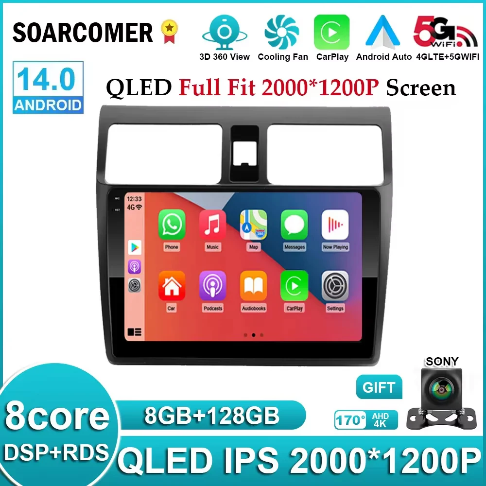 10-дюймовый Android 14 для Suzuki Swift 2005 2006 2007 2008 2009 2010 автомобильный радиоприемник