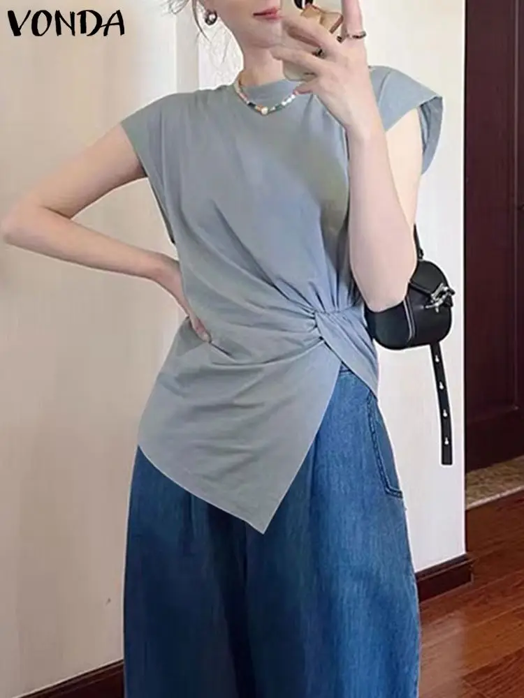 Female O Neck Shirts Women Irregular Blouse 2023 VONDA Casual Solid Color Tunic Fashion Short Sleeve Party Blusas Oversized
Female O Neck Shirts Women Irregular Blouse 2023 VONDA Casual Solid Color Tunic Fashion Short Sleeve Party Blusas Oversized