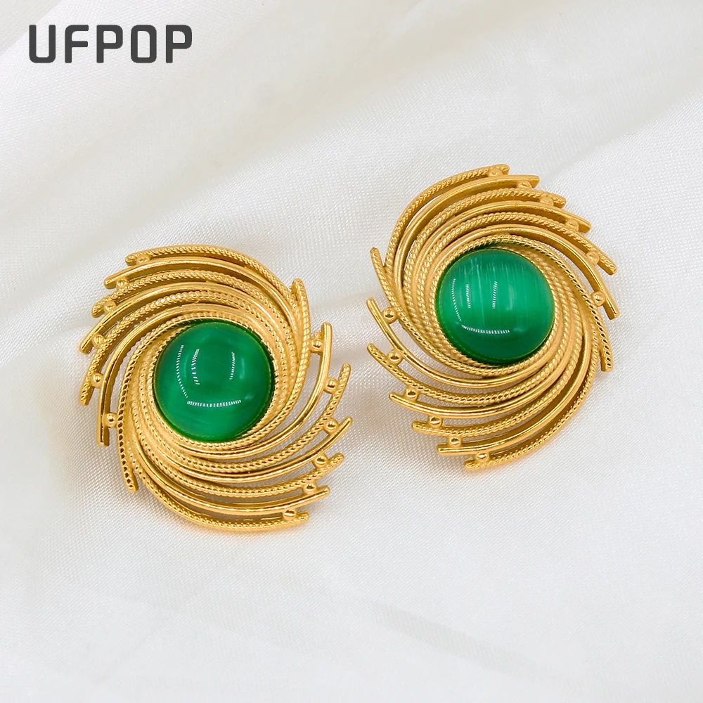 Pretty Lovely Round Green Chalcedony Jade Hoop Earring For Women Charm Gift Fashion Stainless Steel Stud Earrings Girls Jewelry
Pretty Lovely Round Green Chalcedony Jade Hoop Earring For Women Charm Gift Fashion Stainless Steel Stud Earrings Girls Jewelry