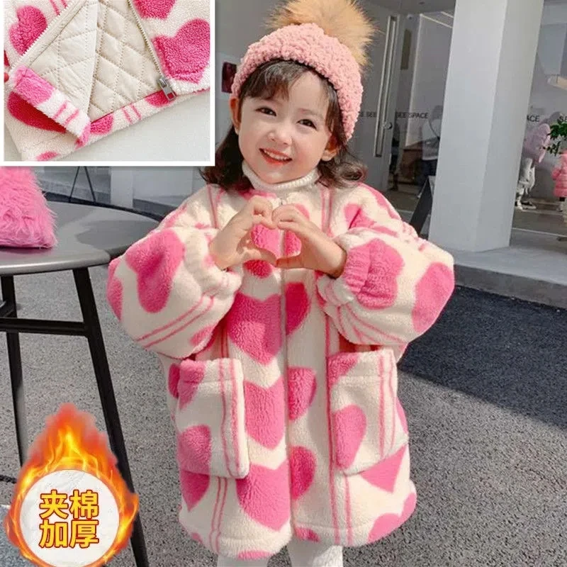 2-10 Years Kids Pink Cashmere Cotton Padded Coat for Girls Winter Zipper Thick Warm Jacket with Pockets Toddler Fleece Outerwear
2-10 Years Kids Pink Cashmere Cotton Padded Coat for Girls Winter Zipper Thick Warm Jacket with Pockets Toddler Fleece Outerwear