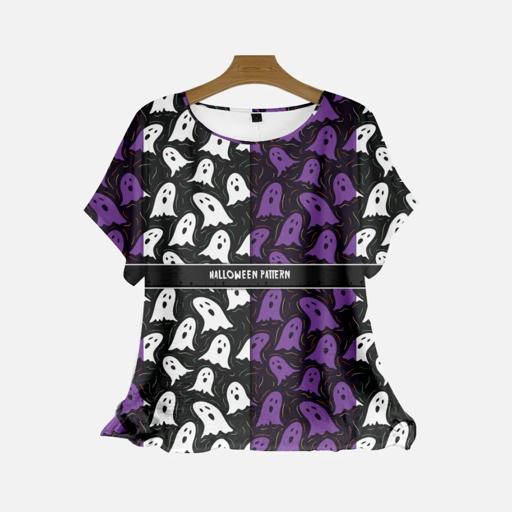 Women's Summer Loose Top T-shirt New Short Sleeve Chiffon Round Neck Casual Fashion Halloween Printing T-shirt Ladies
Women's Summer Loose Top T-shirt New Short Sleeve Chiffon Round Neck Casual Fashion Halloween Printing T-shirt Ladies