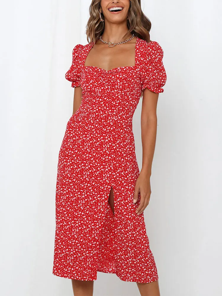 Trendeez Casual Ditsy Floral Sweetheart Neck Puff Sleeve Short Sequins Vacation Straight Midi Dress
Trendeez Casual Ditsy Floral Sweetheart Neck Puff Sleeve Short Sequins Vacation Straight Midi Dress