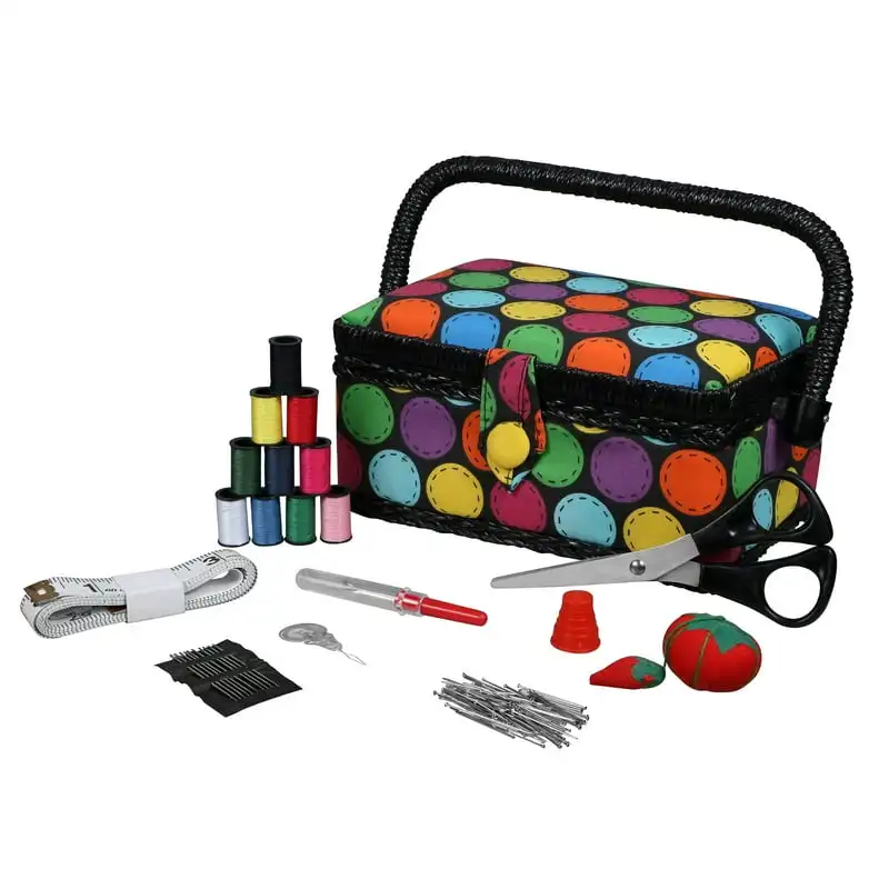 Sewing Basket Multi Bright Dots Print, Sewing Kit Storage and Organizer, Multicolor Crochet kit for beginners Crochet yarn Wool
Sewing Basket Multi Bright Dots Print, Sewing Kit Storage and Organizer, Multicolor Crochet kit for beginners Crochet yarn Wool