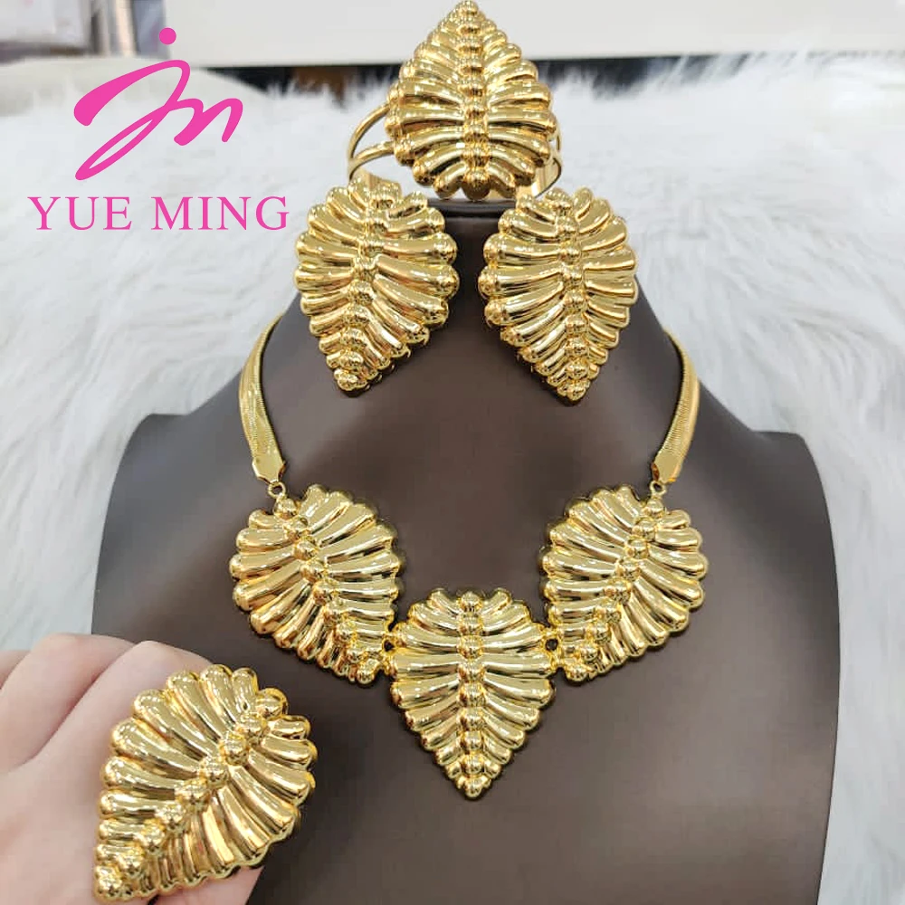 YM Jewelry Set 18k Gold Plated Leaf African Earrings Necklace Bracelet Ring For Woman Wedding Gifts Party Accessories Daily Wear
YM Jewelry Set 18k Gold Plated Leaf African Earrings Necklace Bracelet Ring For Woman Wedding Gifts Party Accessories Daily Wear