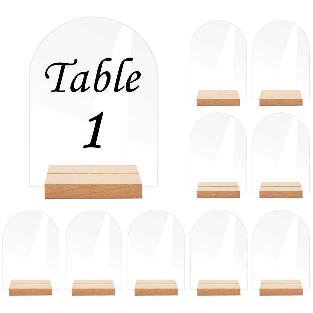 10Pcs Acrylic Wedding Table Number Sign DIY Blank Clear Display Signs with Wooden Base for Wedding Party Event Table Decoration
10Pcs Acrylic Wedding Table Number Sign DIY Blank Clear Display Signs with Wooden Base for Wedding Party Event Table Decoration