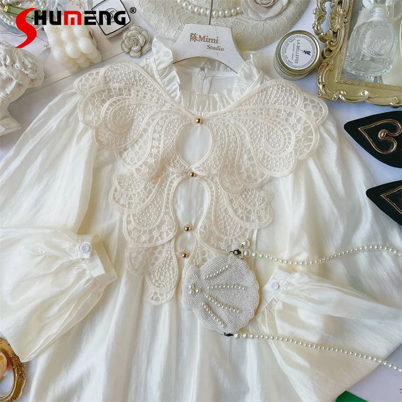 New Ladies French Elegant Palace Style Blouses Women's 2022 Spring Western Lace Crochet Embroidery Butterfly Beaded Shirt Top
New Ladies French Elegant Palace Style Blouses Women's 2022 Spring Western Lace Crochet Embroidery Butterfly Beaded Shirt Top