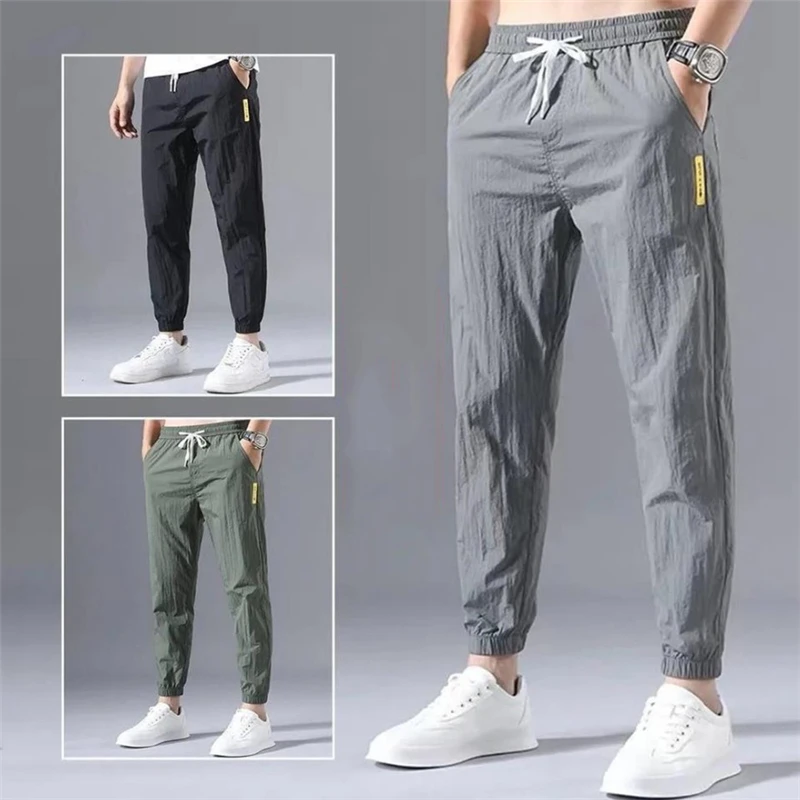 Ice Silk Casual Sports Pants Men's Summer Thin Drawstring Elastic Waist Nine Points Pants Quick Dry Trendy Slim Trousers Men New
Ice Silk Casual Sports Pants Men's Summer Thin Drawstring Elastic Waist Nine Points Pants Quick Dry Trendy Slim Trousers Men New