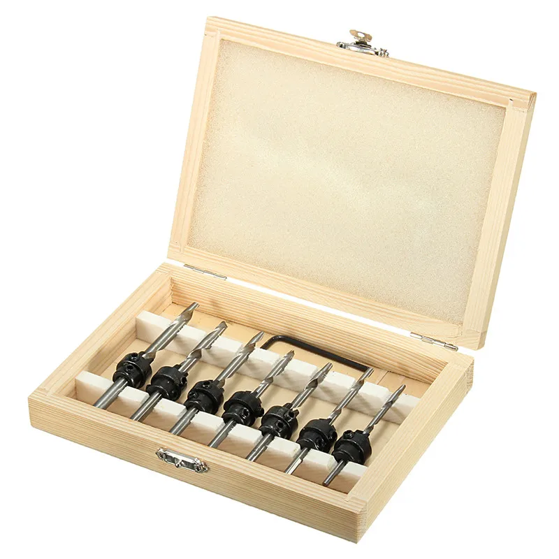 Набор сверл для зенковки по дереву, 7 шт.
Набор сверл для зенковки по дереву, 7 шт.