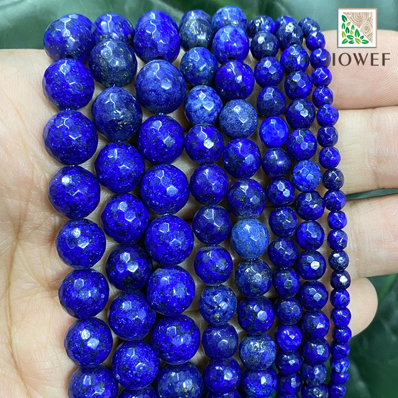 

Natural Stone Beads Faceted Lapis Lazuli Beads Jewelry Making Round Loose Beads DIY Bracelet Earrings 15'' Strand 4/6/8/10/12mm