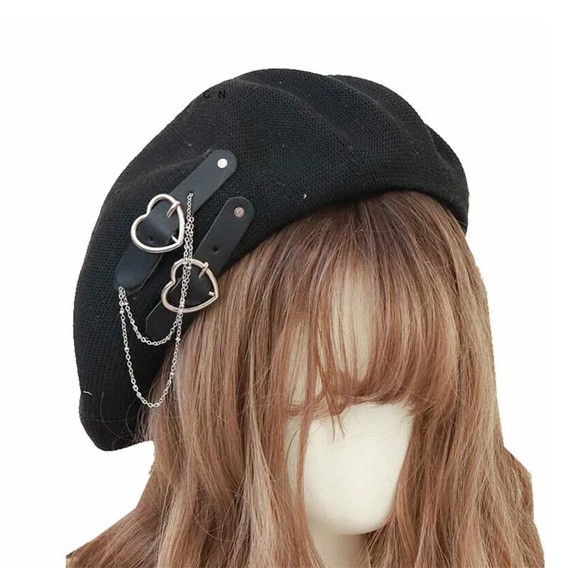 Girls Hats Beret Women Punk Hats Knitted Summer Fashion Lolita Gothic Red Black Harajuku JK Beret Hat Kawaii Hat
Girls Hats Beret Women Punk Hats Knitted Summer Fashion Lolita Gothic Red Black Harajuku JK Beret Hat Kawaii Hat