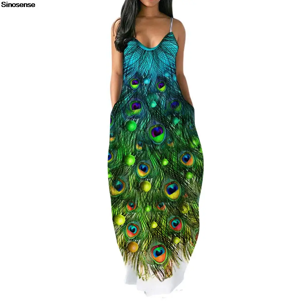 Maxi Dress For Women Beach Vacation Summer Loose Casual Dress Vintage Peacock Feather Printed Bohemian Long Sundress Wth Pockets
Maxi Dress For Women Beach Vacation Summer Loose Casual Dress Vintage Peacock Feather Printed Bohemian Long Sundress Wth Pockets