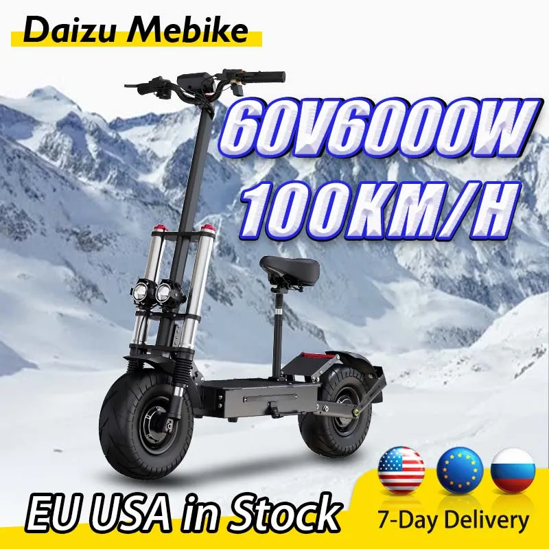 

Electric Scooter 13INCH Street Tires 60V 6000W Electric Scooters Max Speed 100KM/H Long Range 135KM Folding E Scooter with Seat