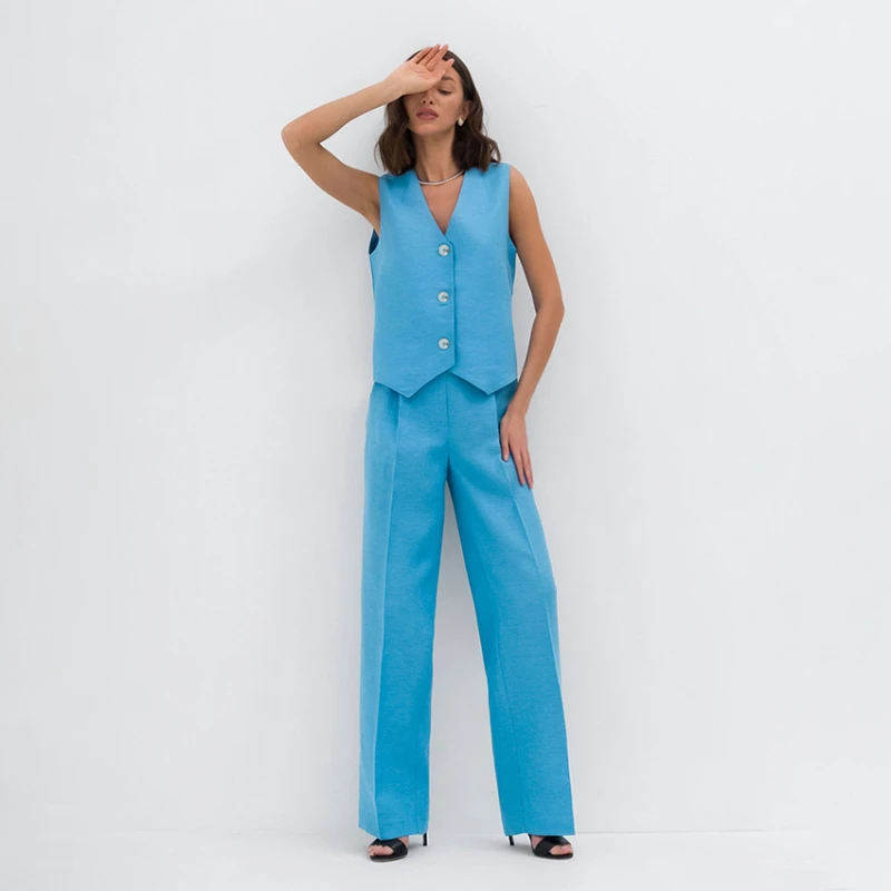 Women's Cotton Linen Sleeveless Undershirt Blue Vest Two-piece Women's Fashion Trend Temperament Casual Long Pants Set
Women's Cotton Linen Sleeveless Undershirt Blue Vest Two-piece Women's Fashion Trend Temperament Casual Long Pants Set